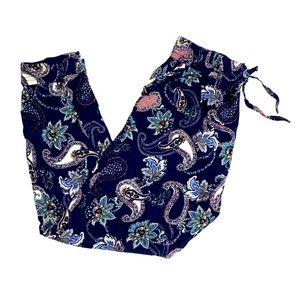 Boho Gypsy High Rise Paper Bag Waist Navy Pants